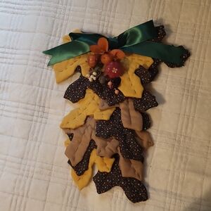 Cottagecore Grandmas House Quilted Leaf Wall Hanging with Bow